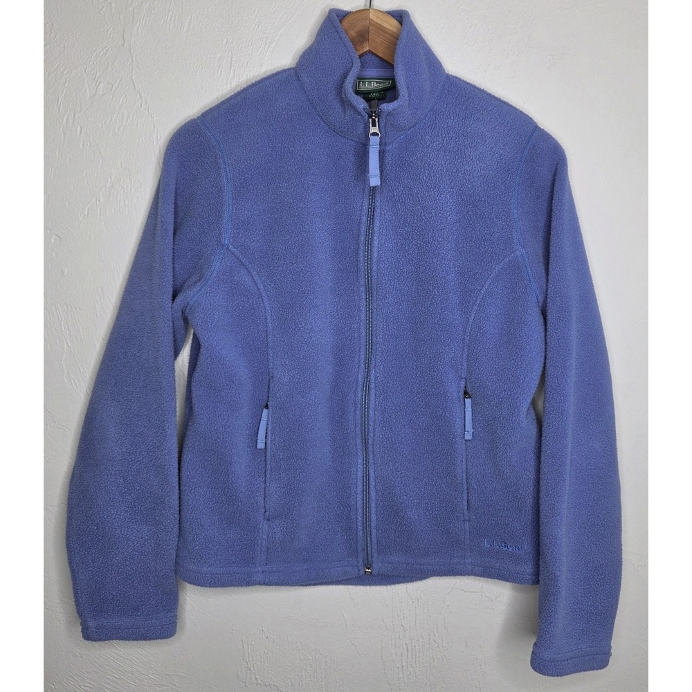 L.L. Bean Fleece Jacket Womens Small Blue Polartec Full Zip Mock Neck Soft Warm